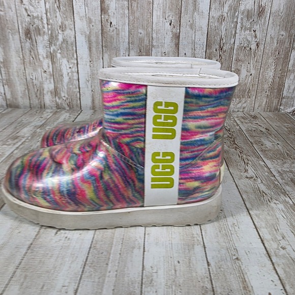 UGG Classic Clear Mini Rainbow Stripe Boots Womens‎ US 6 Colorful Boots - Picture 2 of 8